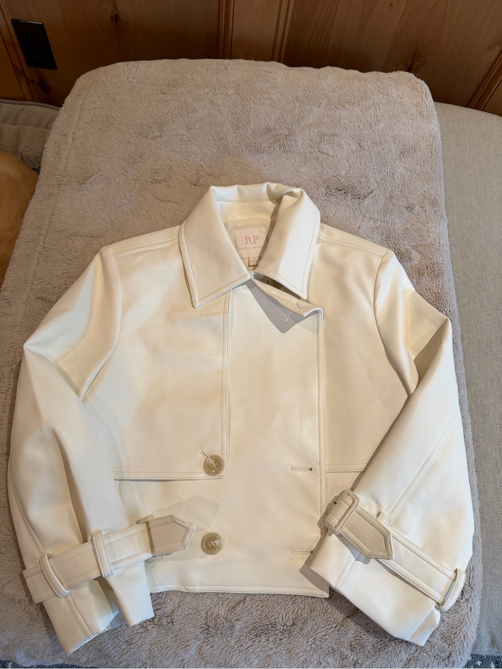 RP Rachel Parcell Cream Leather Jacket